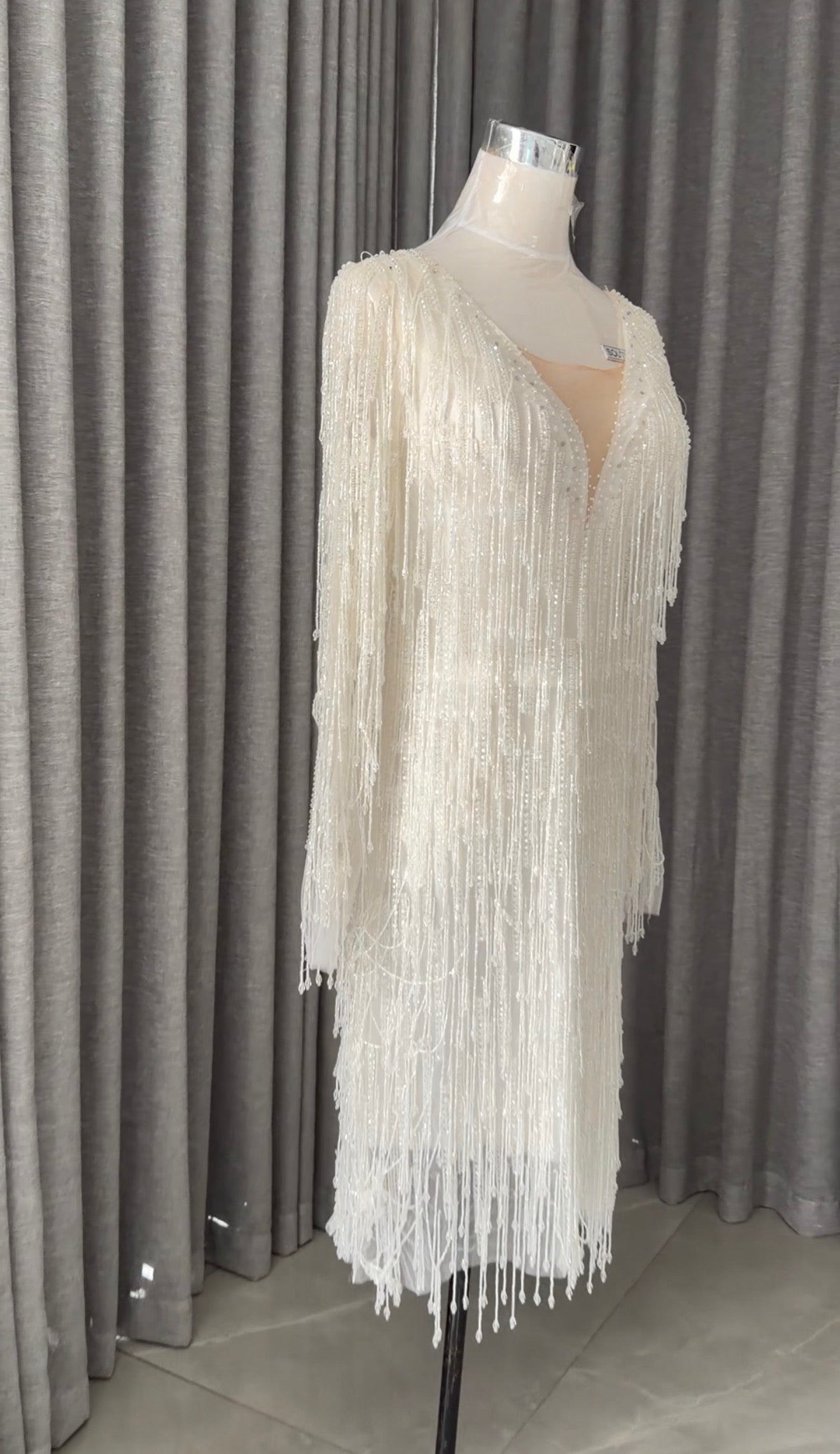 White beaded bridal dress