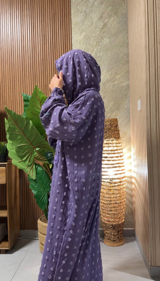 Purple burqa with big dots