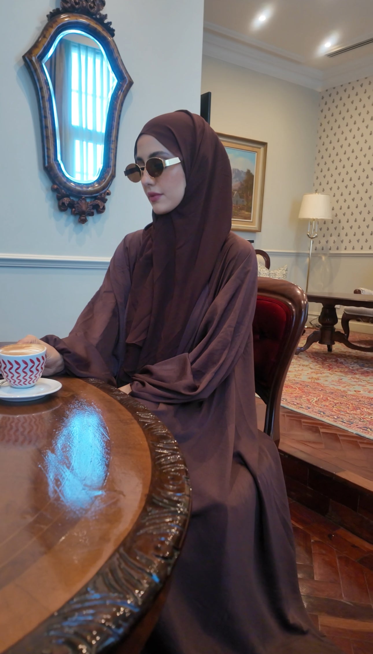 Chestnut Brown flow Abayah with attached hijab