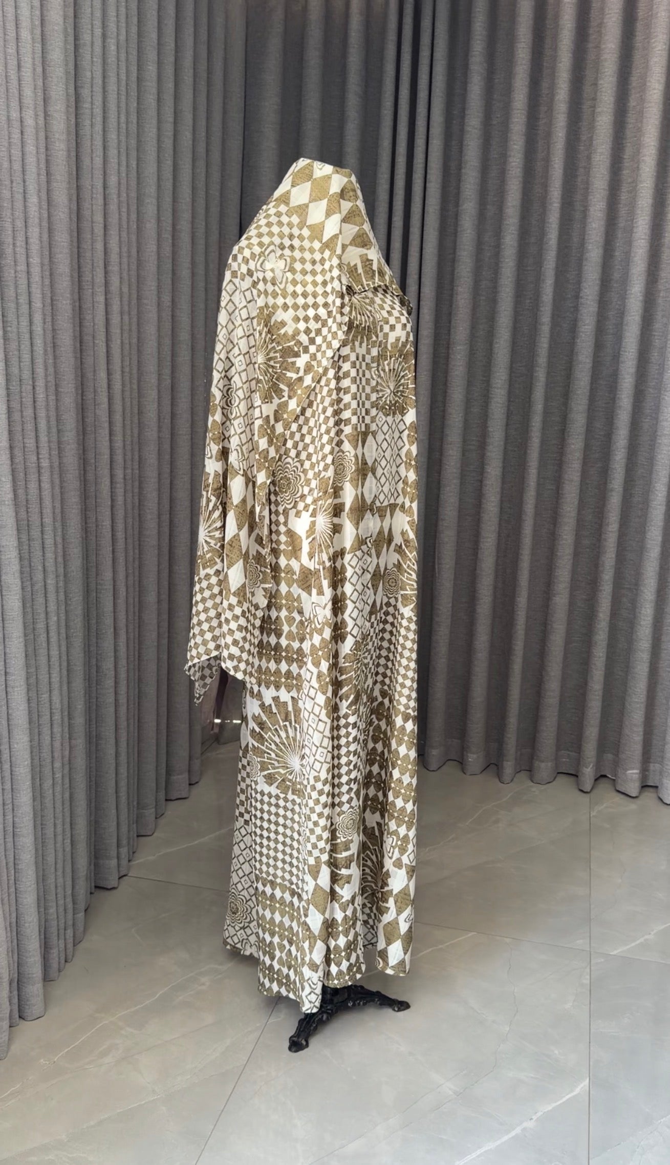 Army Green Geometric Abayah