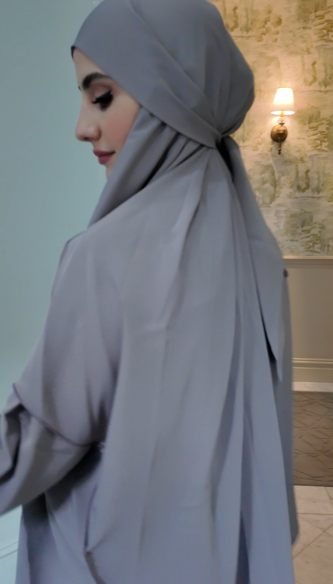 Beige Nada fabric Jilbab with long sleeve inner