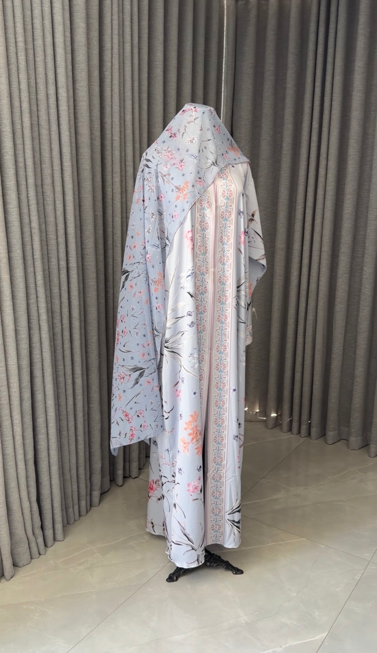 Baby Blue Floral Abayah