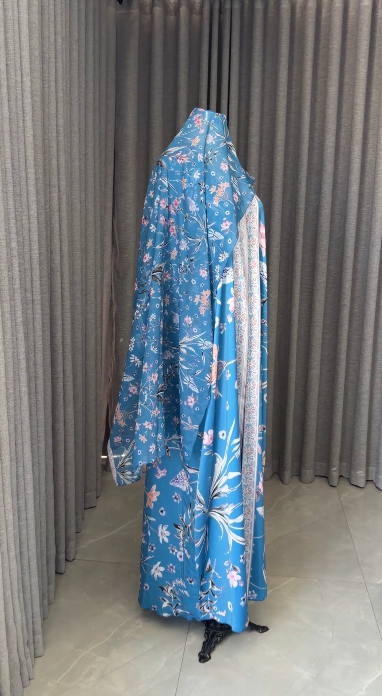 Blue Floral Abayah