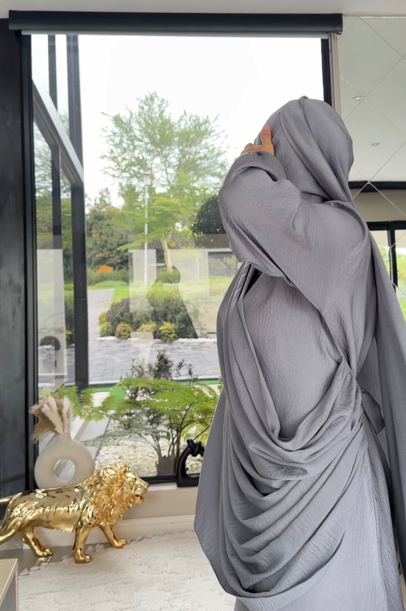 Grey long scarf abayah or dress