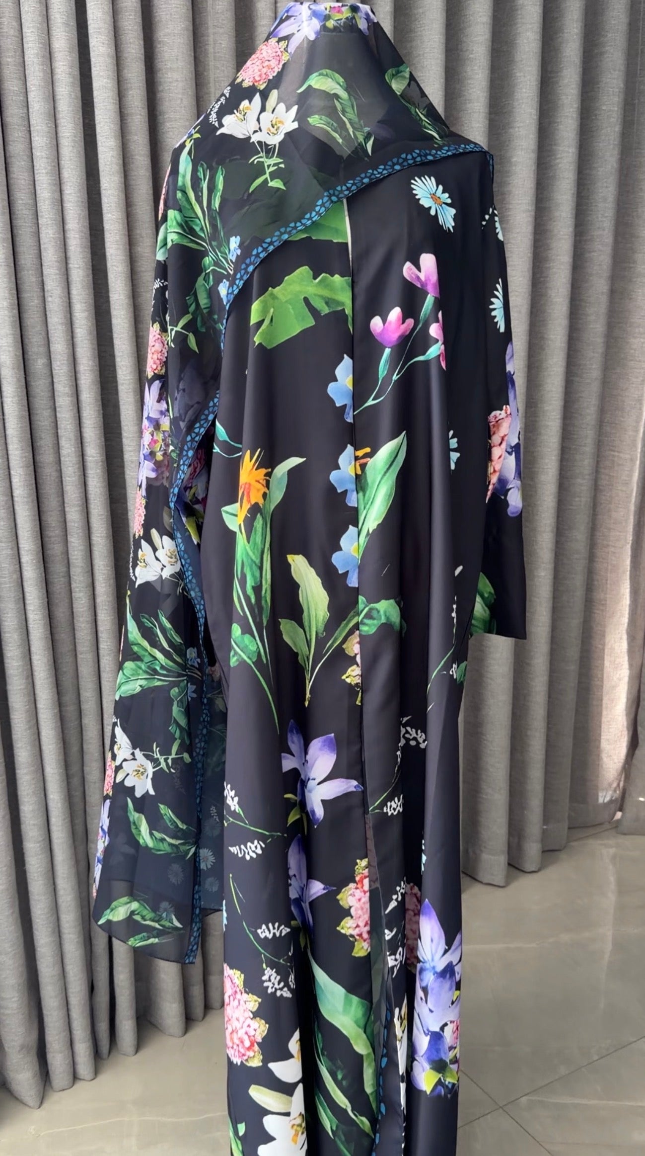 Black Floral Abayah