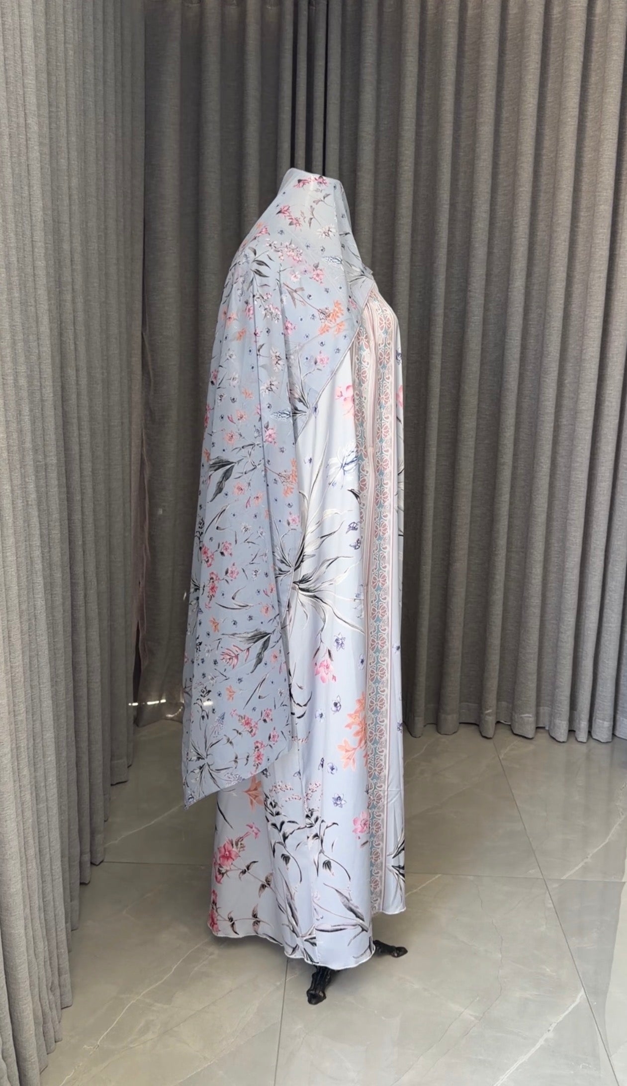 Baby Blue Floral Abayah