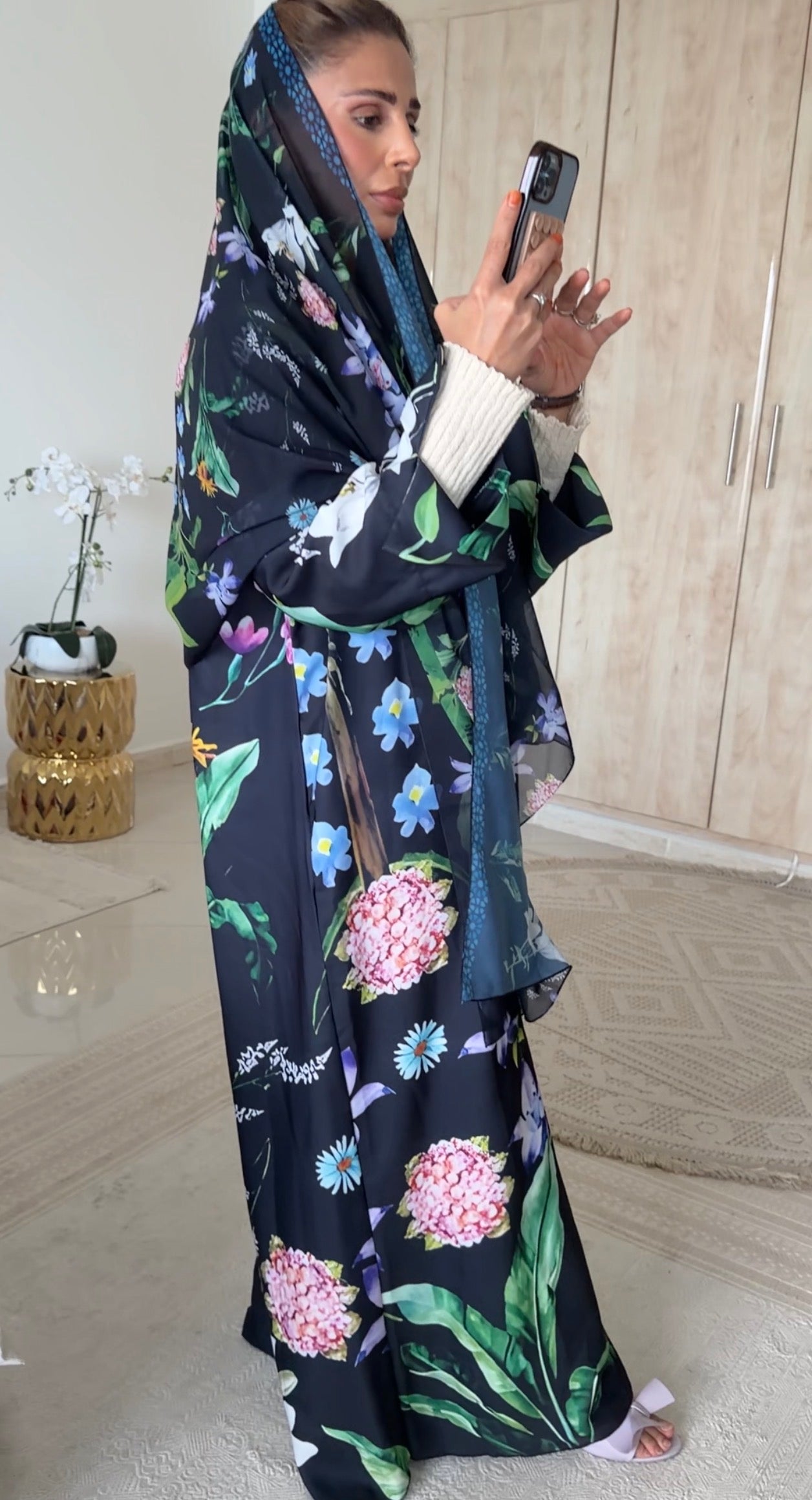 Black Floral Abayah