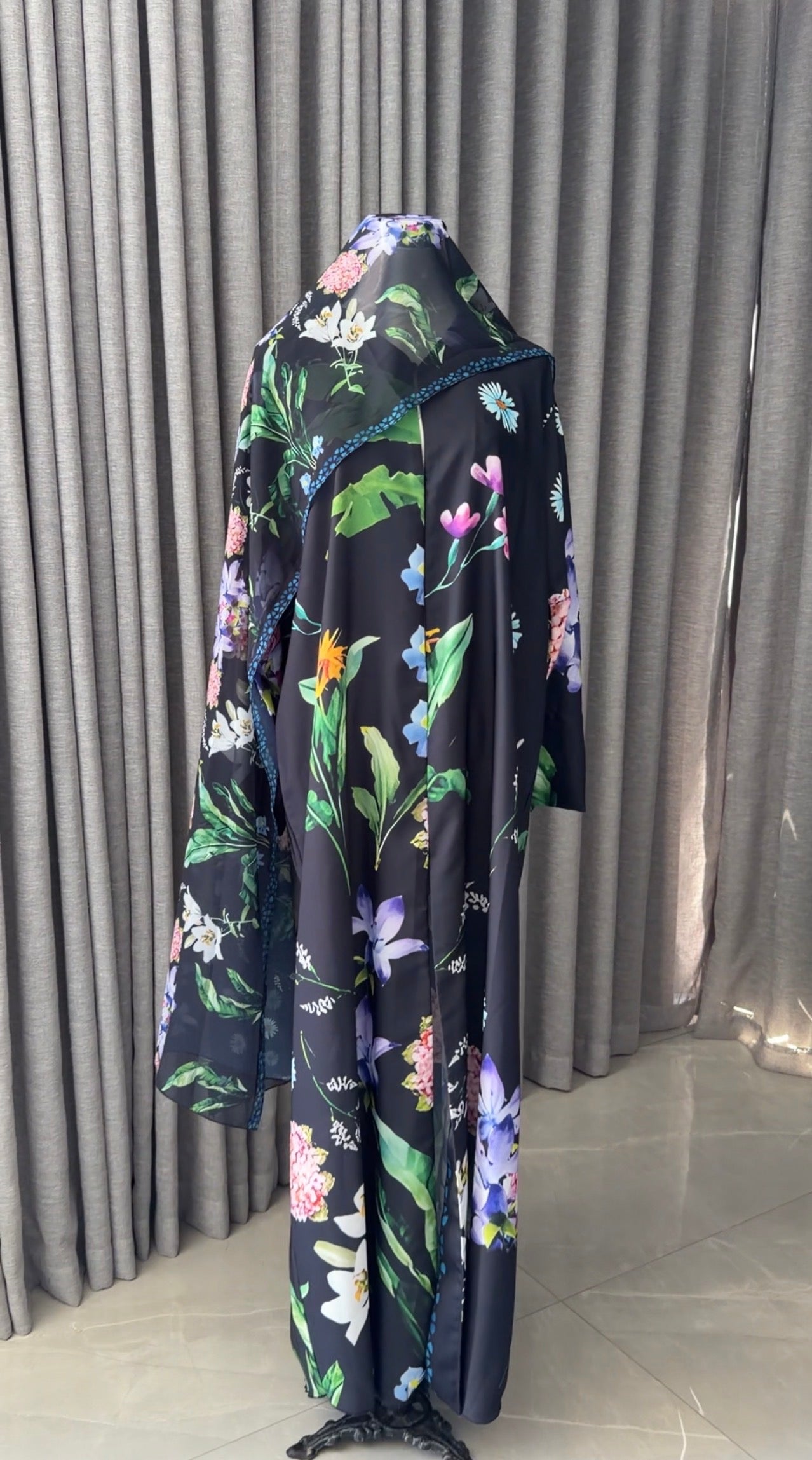 Black Floral Abayah