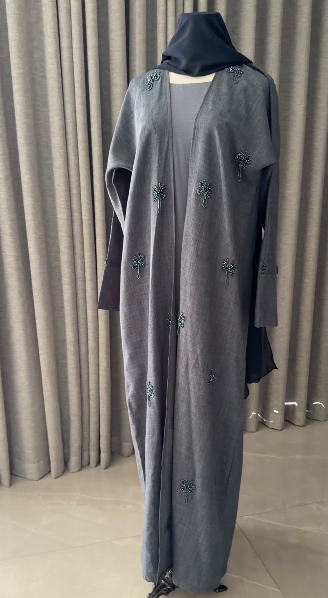 Navy Butterfly Abayah