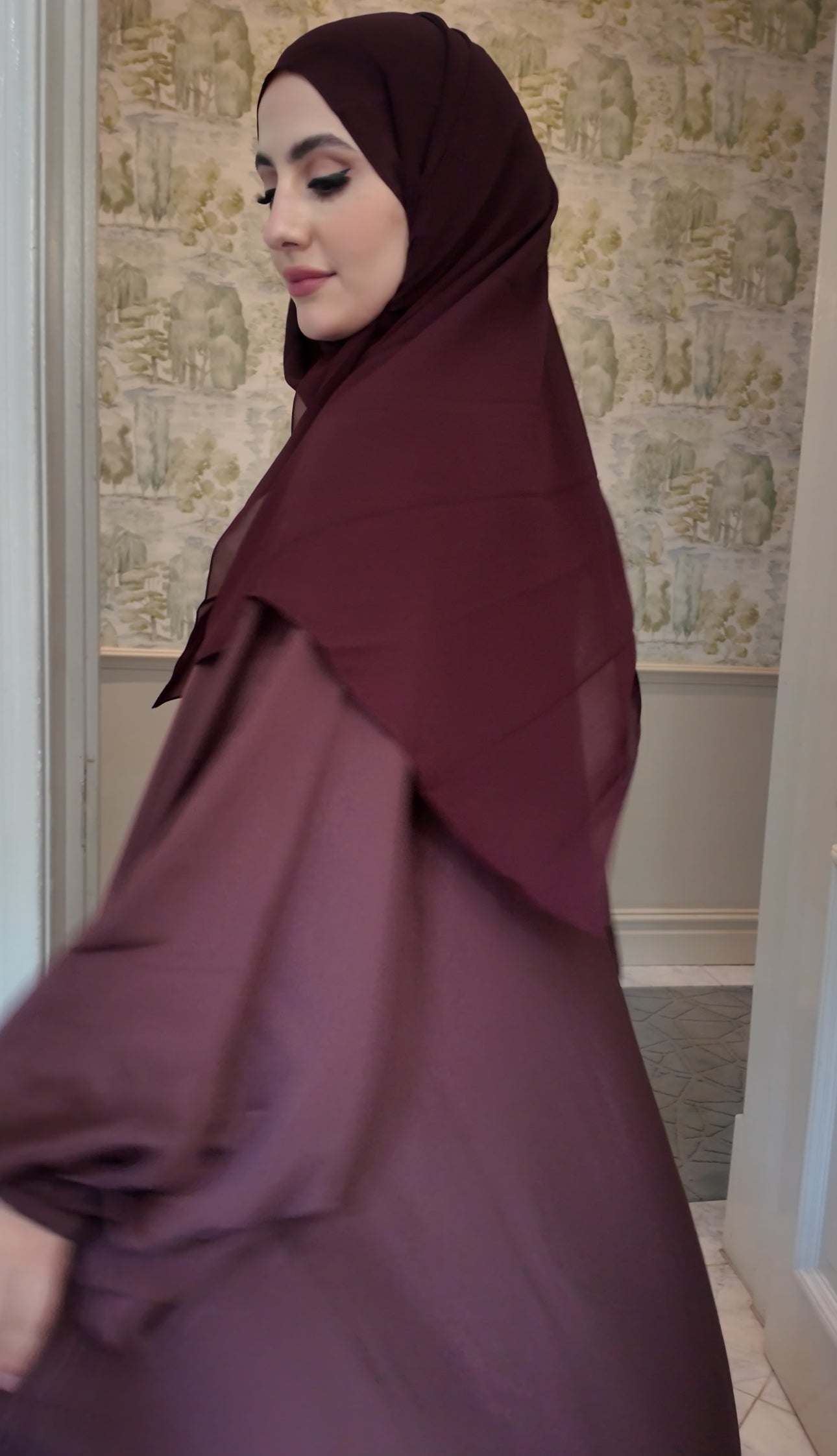 Chestnut Brown flow Abayah with attached hijab