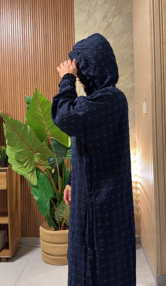 Navy burqa with black dots