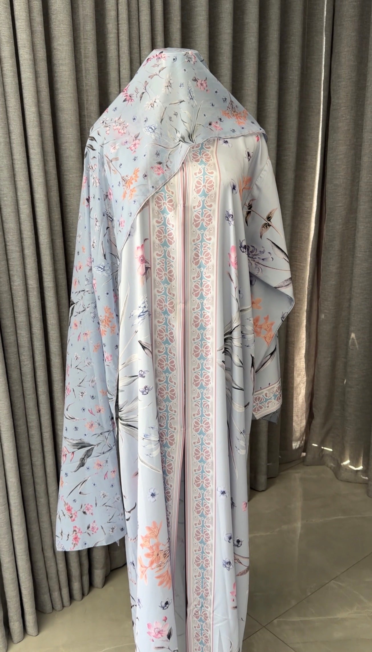 Baby Blue Floral Abayah
