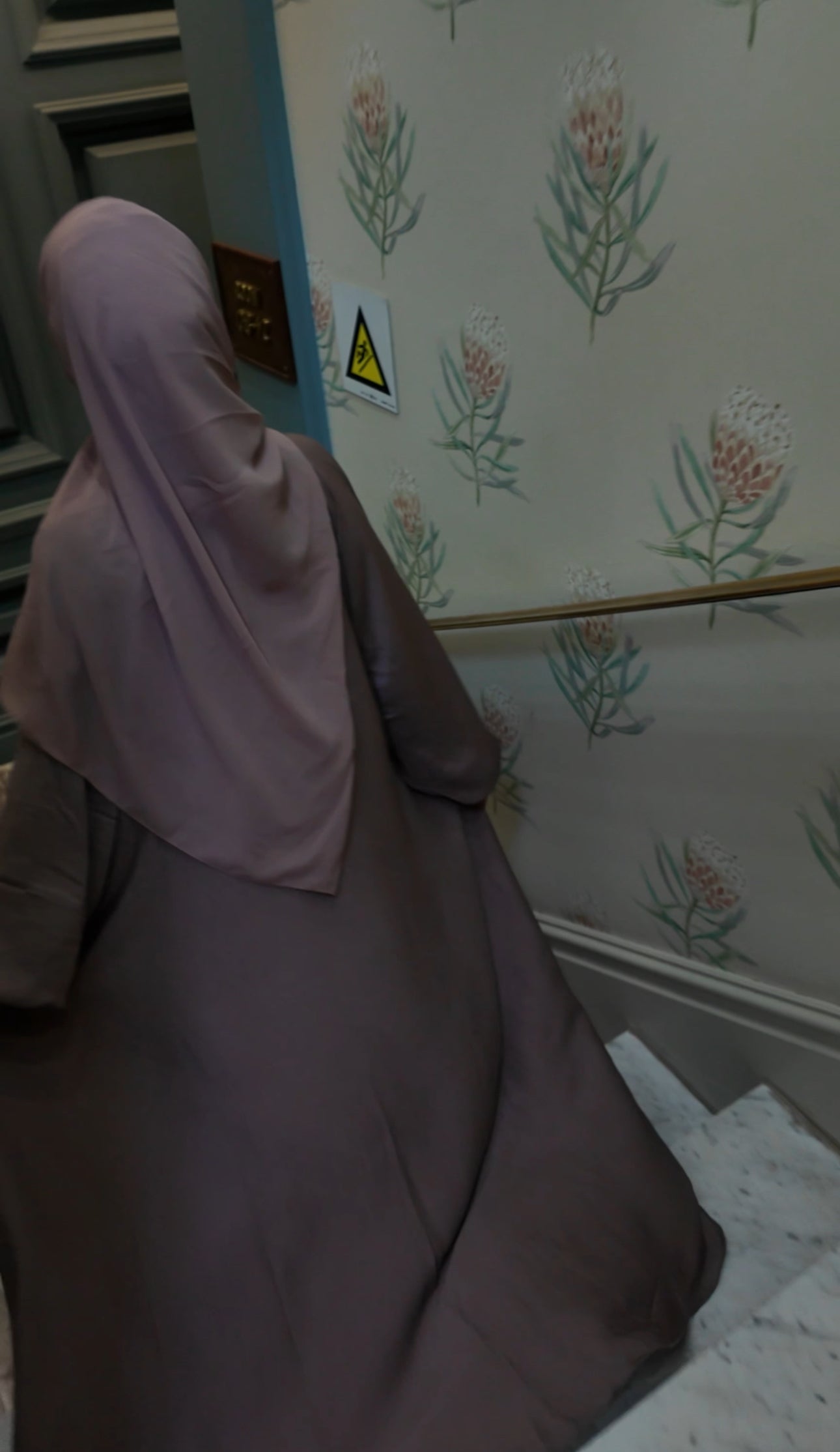 Mocha flow Abayah with attached hijab