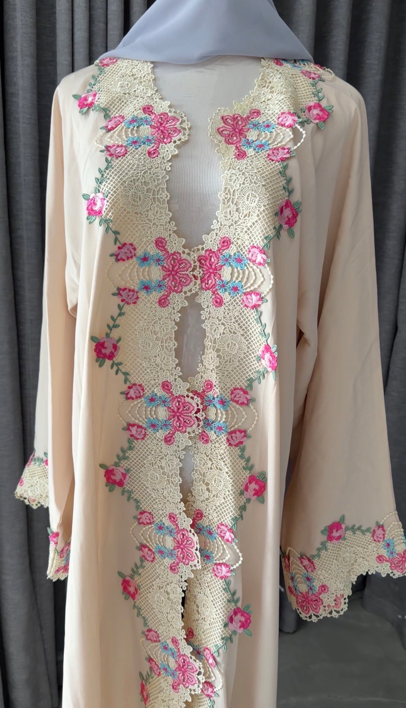 Beige Lace Abayah
